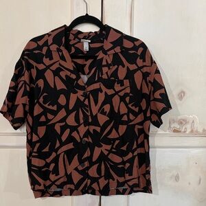 A New Day Women's Black and Brown Button Down Shirt